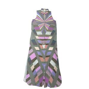 Mara Hoffman Prism Geometric Print Maxi Shirt Dress Pastel Size Small NEW W/TAG